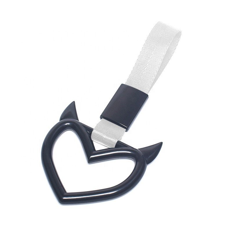 Exterior JDM Devil Heart Tsurikawa Ring Car Warning Subway Train Bus Handle Strap