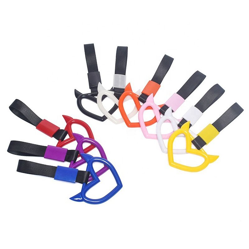 Exterior JDM Devil Heart Tsurikawa Ring Car Warning Subway Train Bus Handle Strap