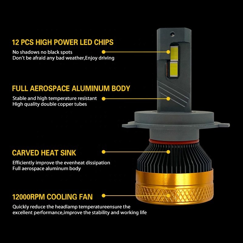 High Power 220w 22000lm Auto Lighting System Canbus H1 H7 H11 Auto Lamp Hight Low Beam H4 Car LED Headlight Bulbs