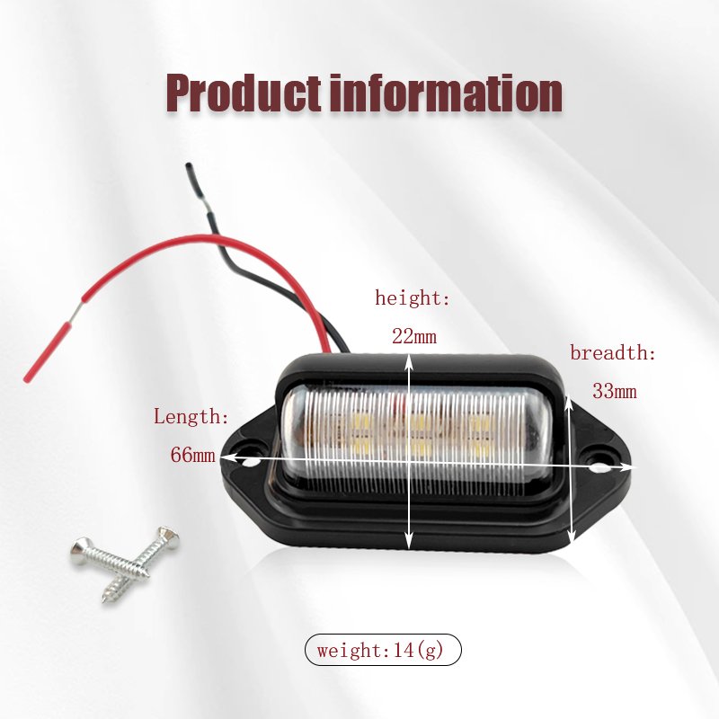 2pcs Universal 12V-24V LED License Plate Tail Light Interior Courtesy Side Marker Lamp for Truck SUV Trailer Van RV Boats Buses