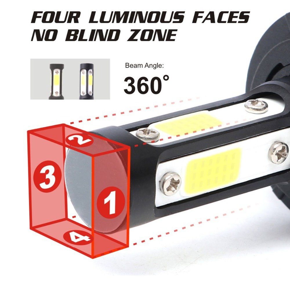 Factory Hot Sell X7 H4 Led Lights 4 Sides LED Headlight X7 X6 6000K 8000LM COB Led Headlight Bulb H4 H7 H11