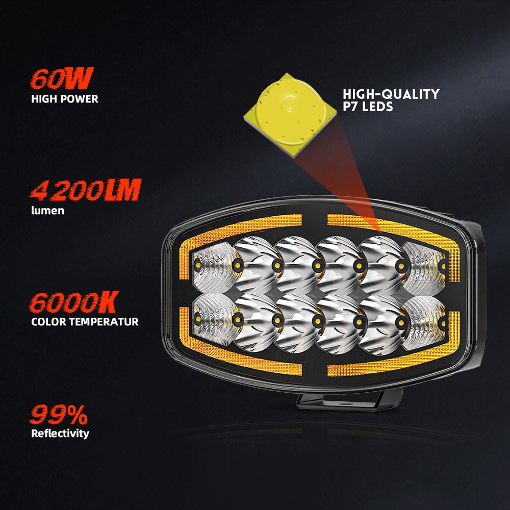 Led Para Camion Work Lamp Truck 10inch 24V Headlamp Led 4x4 Amber Drl Fit for Scania Volvo