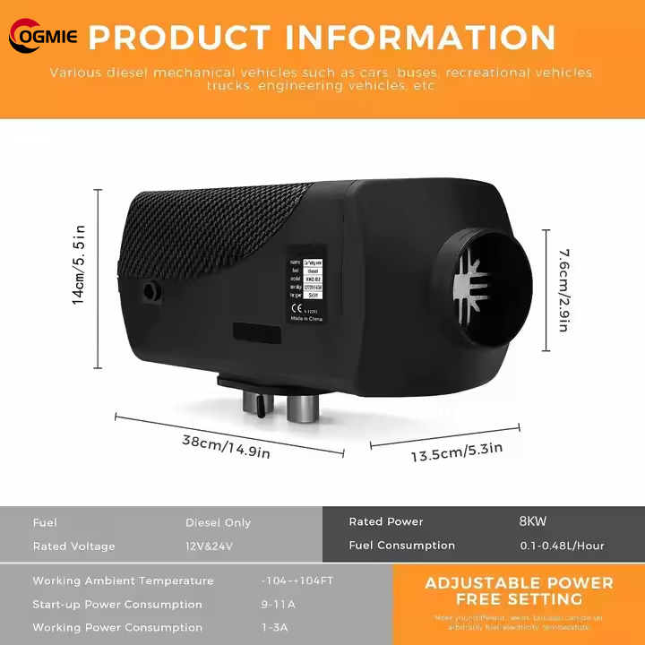 OGMIE TOP Sale New Arriving Bluetooth Plastic Shell 2KW 5KW Diesel Heater 12V 24V Diesel Parking Heater for RV Bus Car Boats
