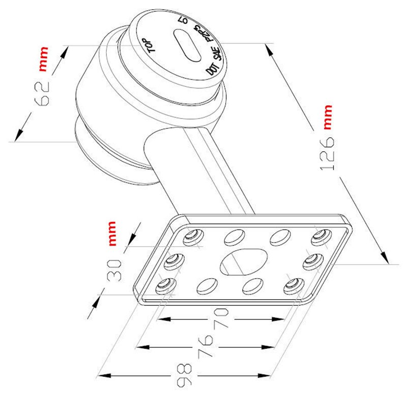 High quality 2 inch round T shape size double face side marker stalk light 10-30V red clear clearance lights for truck trailer