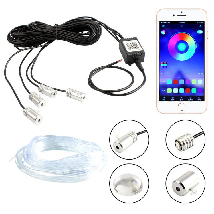Yosovlamp 5M 6M 8M RGB Car Fiber Optic Atmosphere Lamps App Remote Control Car Ambient Lamp EL CCFL Decorative LED Strip