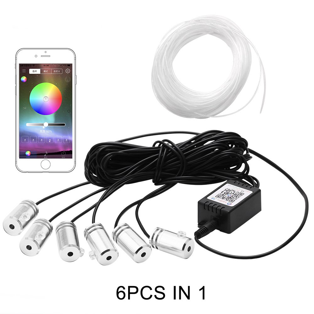 Yosovlamp 5M 6M 8M RGB Car Fiber Optic Atmosphere Lamps App Remote Control Car Ambient Lamp EL CCFL Decorative LED Strip