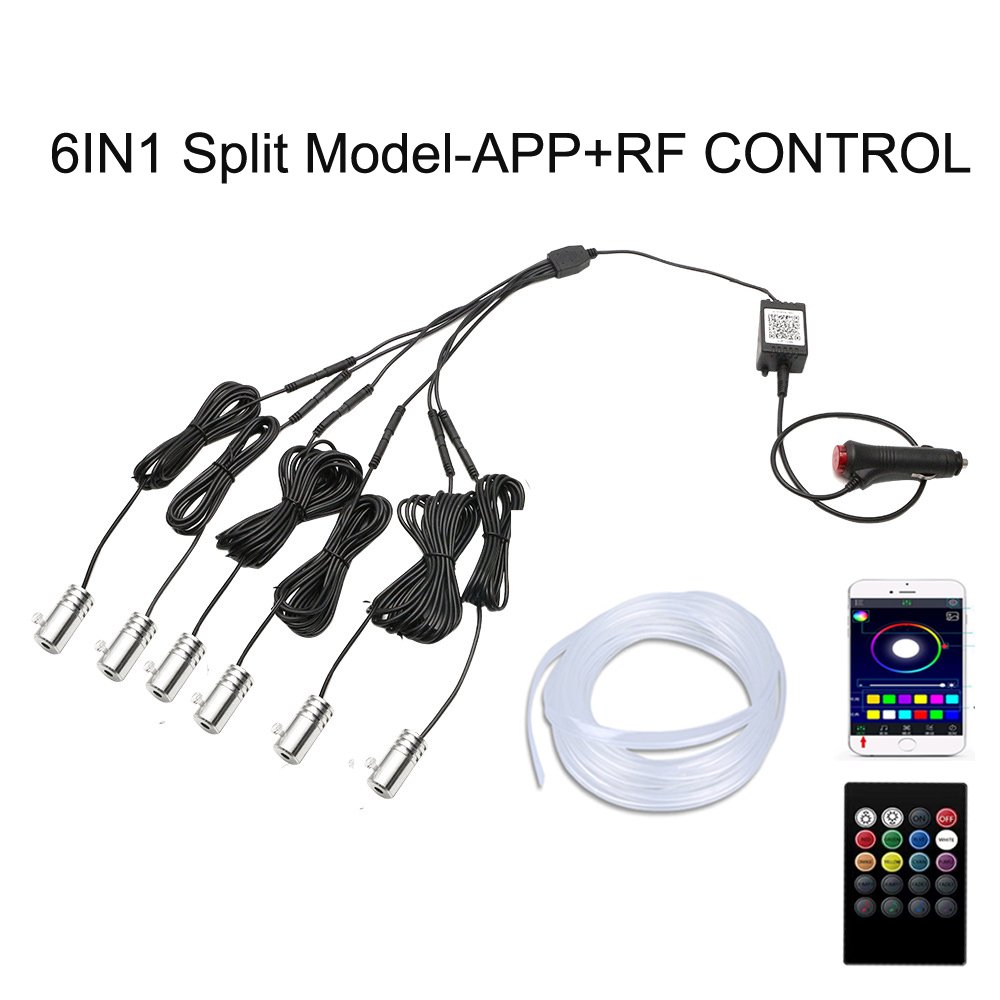 Yosovlamp 5M 6M 8M RGB Car Fiber Optic Atmosphere Lamps App Remote Control Car Ambient Lamp EL CCFL Decorative LED Strip