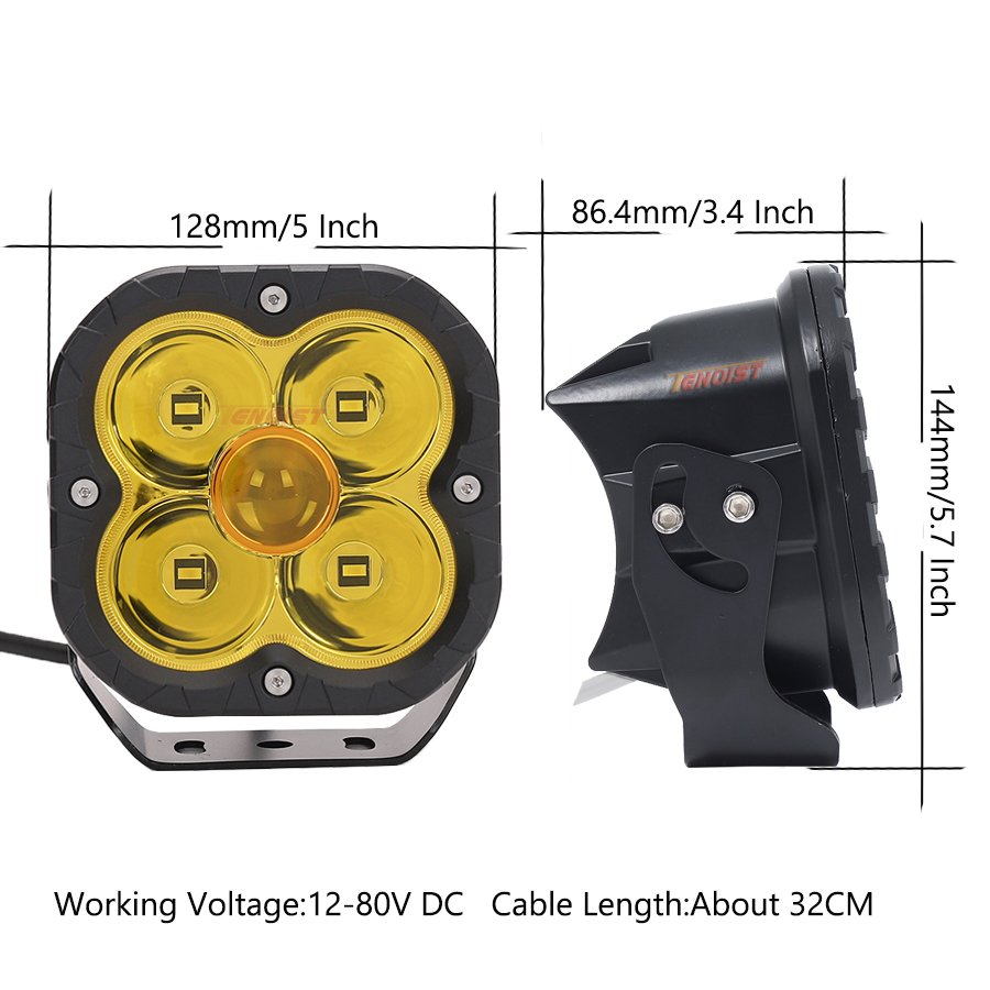 5 Inch White Yellow Spot LED Work Driving Head Fog Light for Car SUV Offroad ATV UTV BUS 12-80V