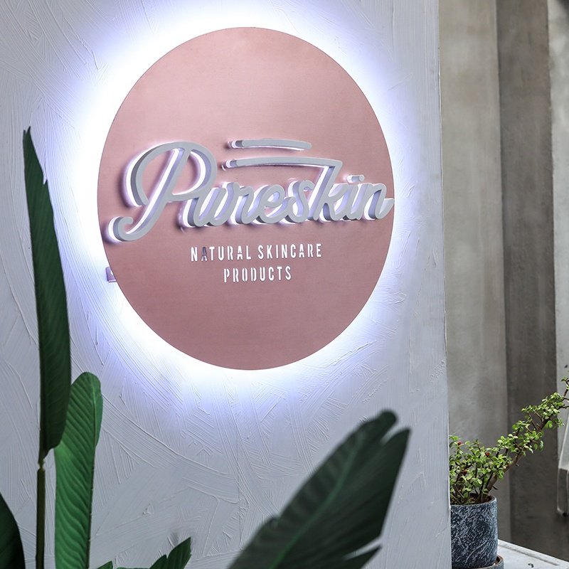 SP Factory Custom 3D Led Sign Round Backboard Stainless Steel Alphabet Letter Signs Metal Light Led Outdoor Letters Logo Signage