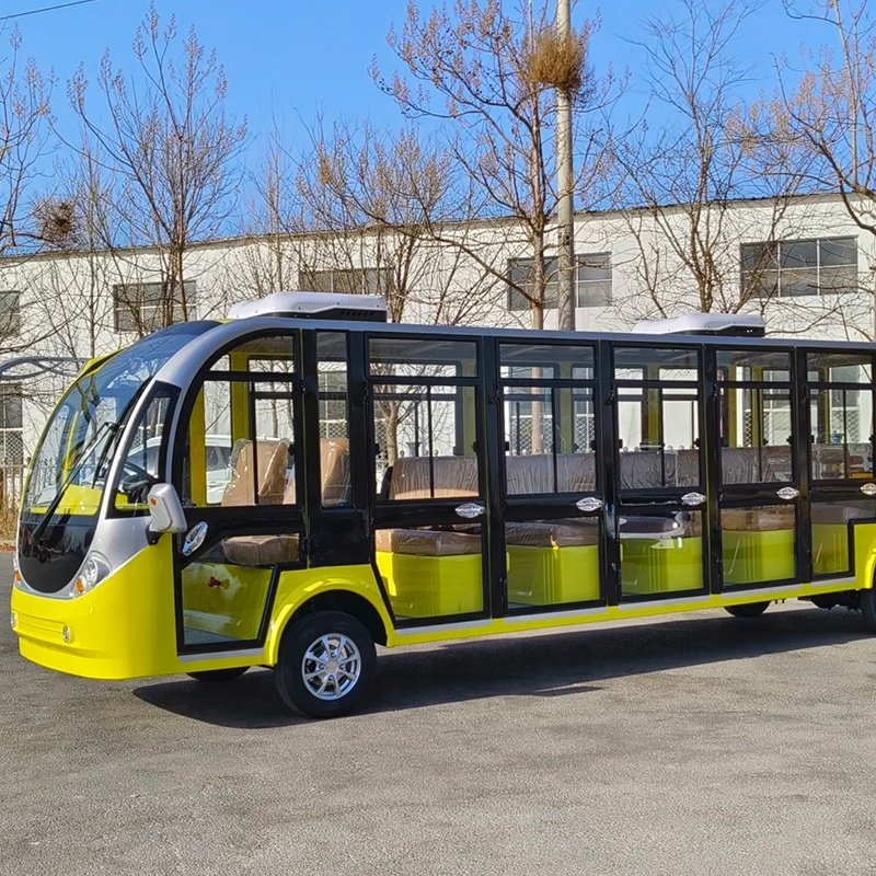 Electric Car Mini Fourteen Seat Electric Tour 20 Person Lithium Lead Acid Battery With Doors Countryside Sightseeing Bus Sale