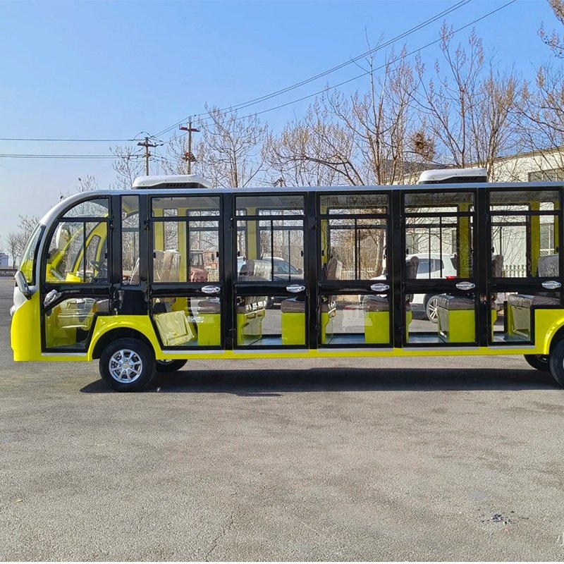 Electric Car Mini Fourteen Seat Electric Tour 20 Person Lithium Lead Acid Battery With Doors Countryside Sightseeing Bus Sale