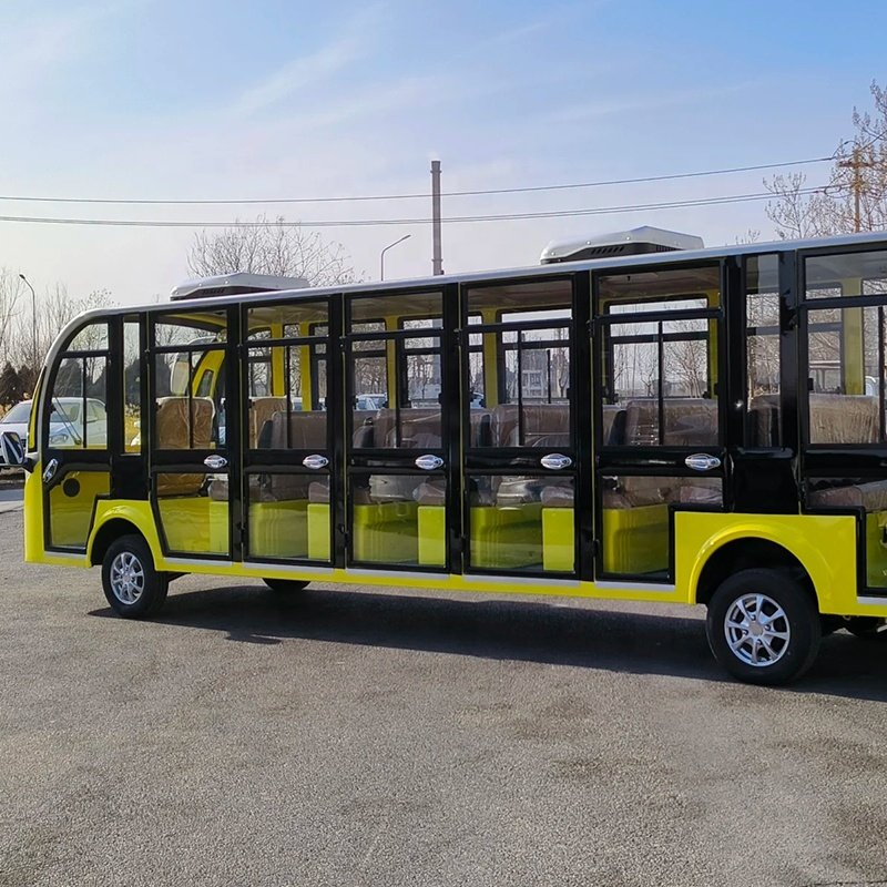 Electric Car Mini Fourteen Seat Electric Tour 20 Person Lithium Lead Acid Battery With Doors Countryside Sightseeing Bus Sale