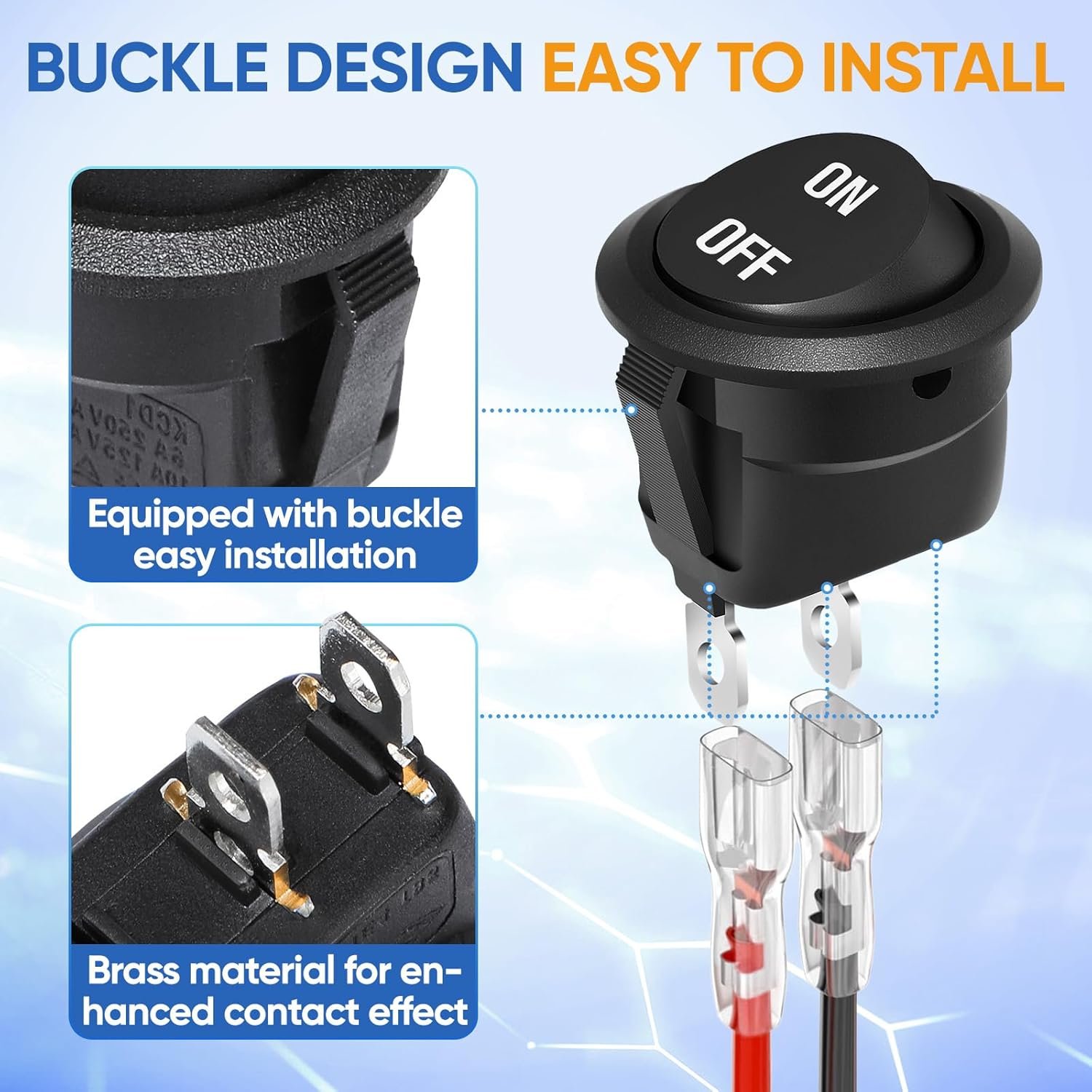 12V Circular Rocker Switch 2Pin AC 6A/250V 10A/125V SPST 2 Position On/Off Toggle Switch KCD Rocker Switch T85 for Car Boat RV