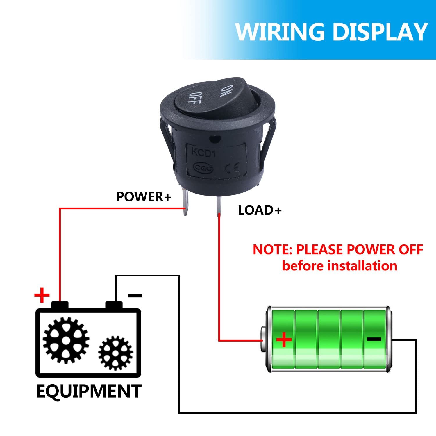 12V Circular Rocker Switch 2Pin AC 6A/250V 10A/125V SPST 2 Position On/Off Toggle Switch KCD Rocker Switch T85 for Car Boat RV