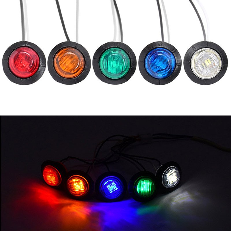 Customization 3/4" Round 3 Led Rear Side Marker Indicators Light for Truck Car Bus Trailer Chrome Trailer Side Marker Light