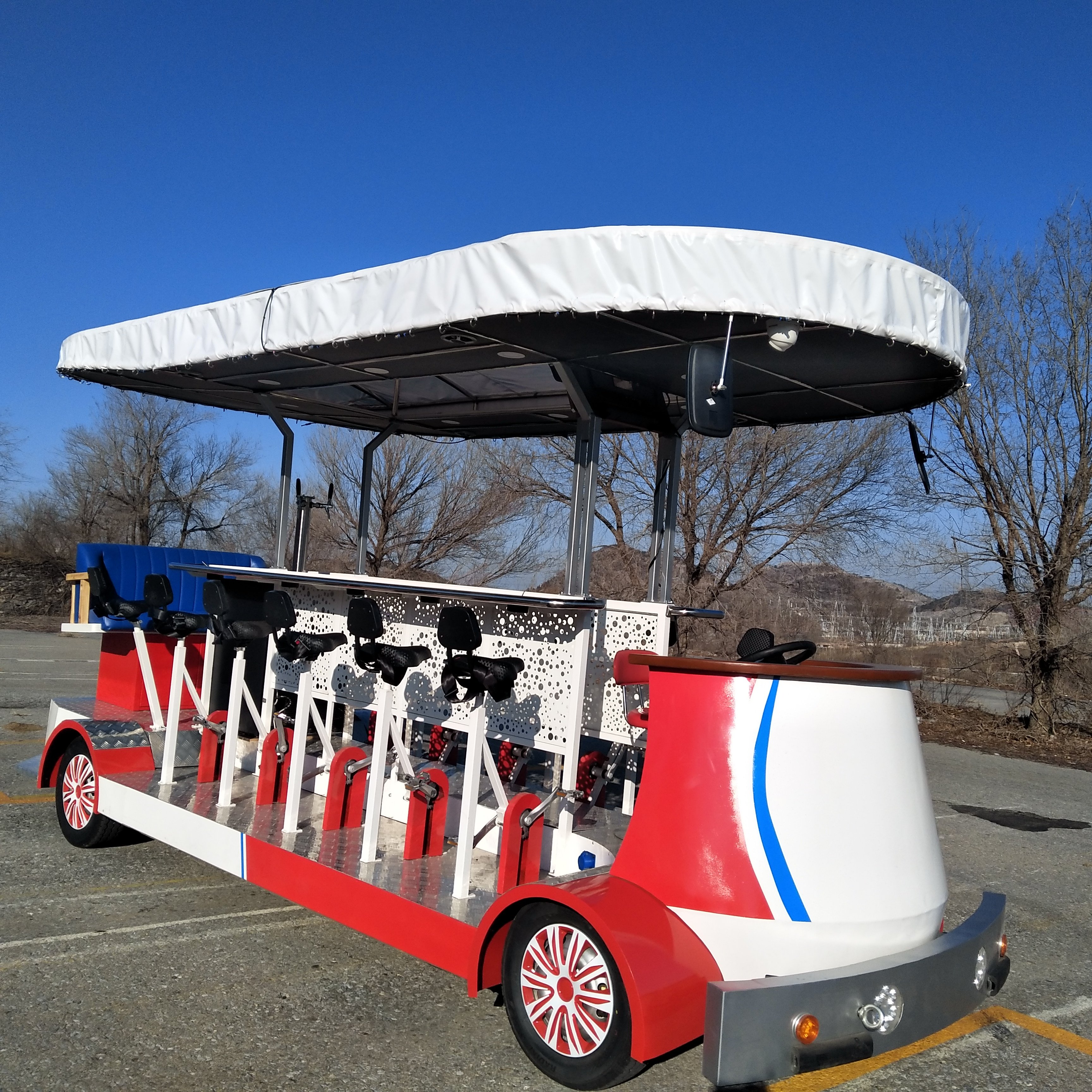 CE & DOT Approved Customizable Electric Beer Bike Fashionable Mobile Street Kitchen for Tourist Party Sightseeing Bus & Car