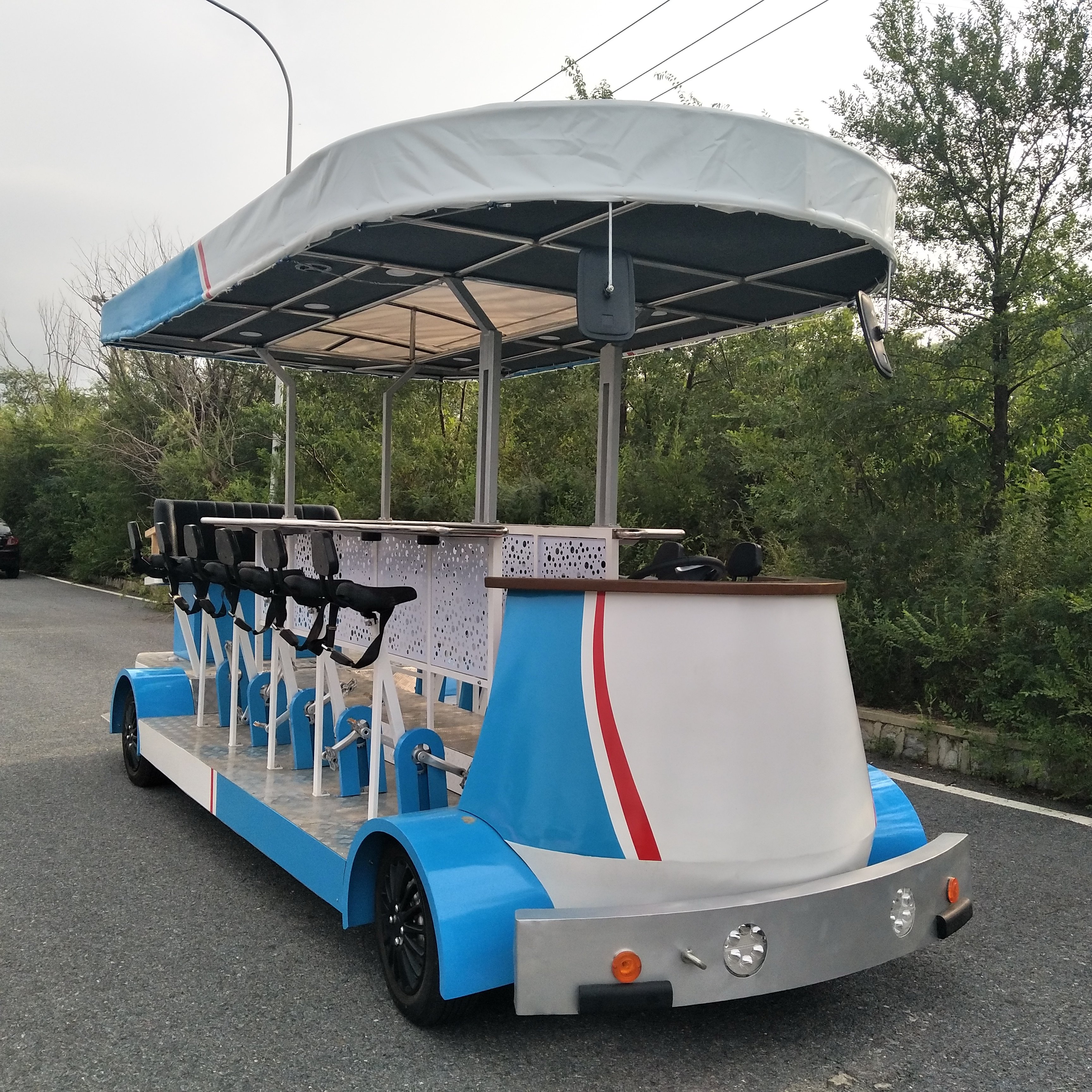 CE & DOT Approved Customizable Electric Beer Bike Fashionable Mobile Street Kitchen for Tourist Party Sightseeing Bus & Car