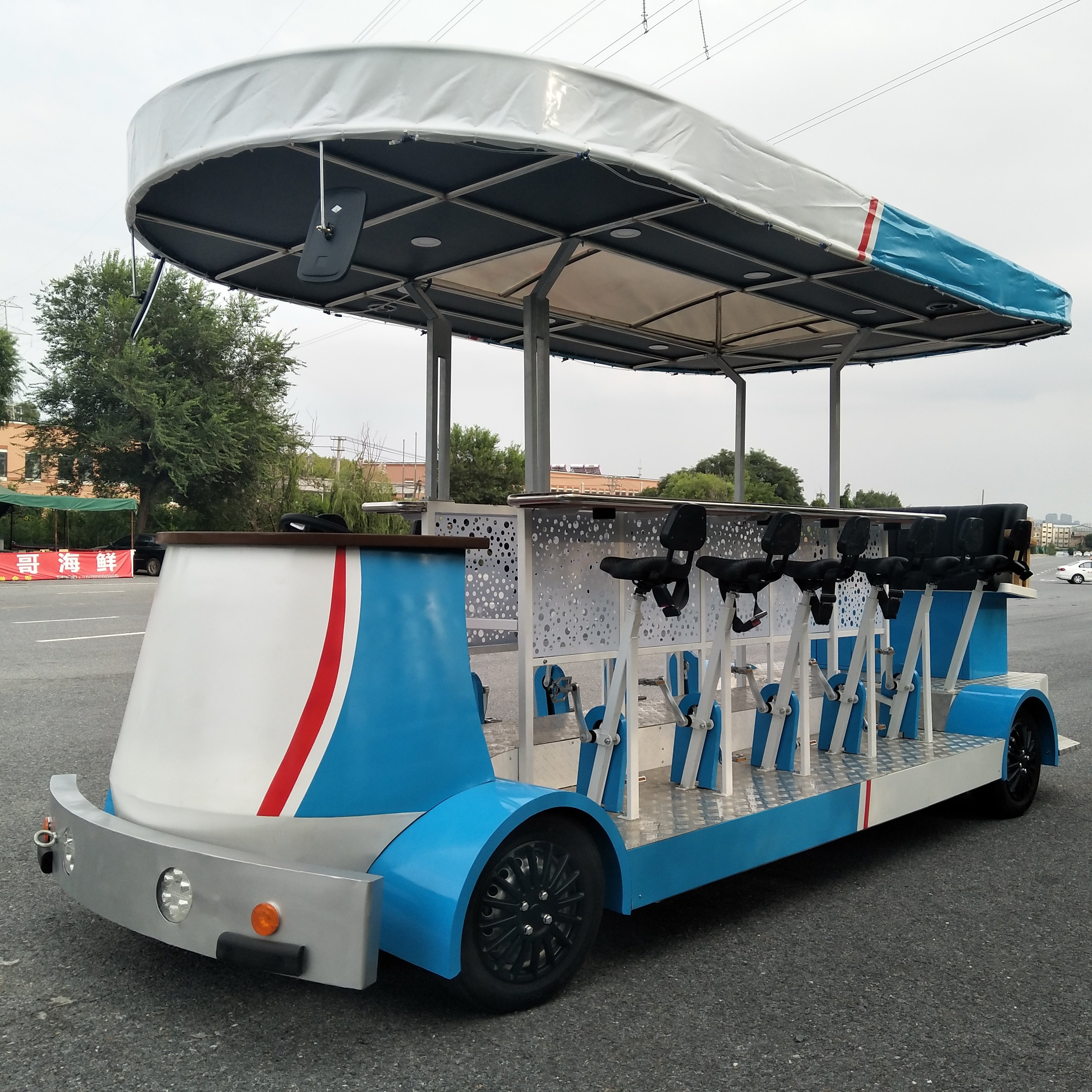 CE & DOT Approved Customizable Electric Beer Bike Fashionable Mobile Street Kitchen for Tourist Party Sightseeing Bus & Car