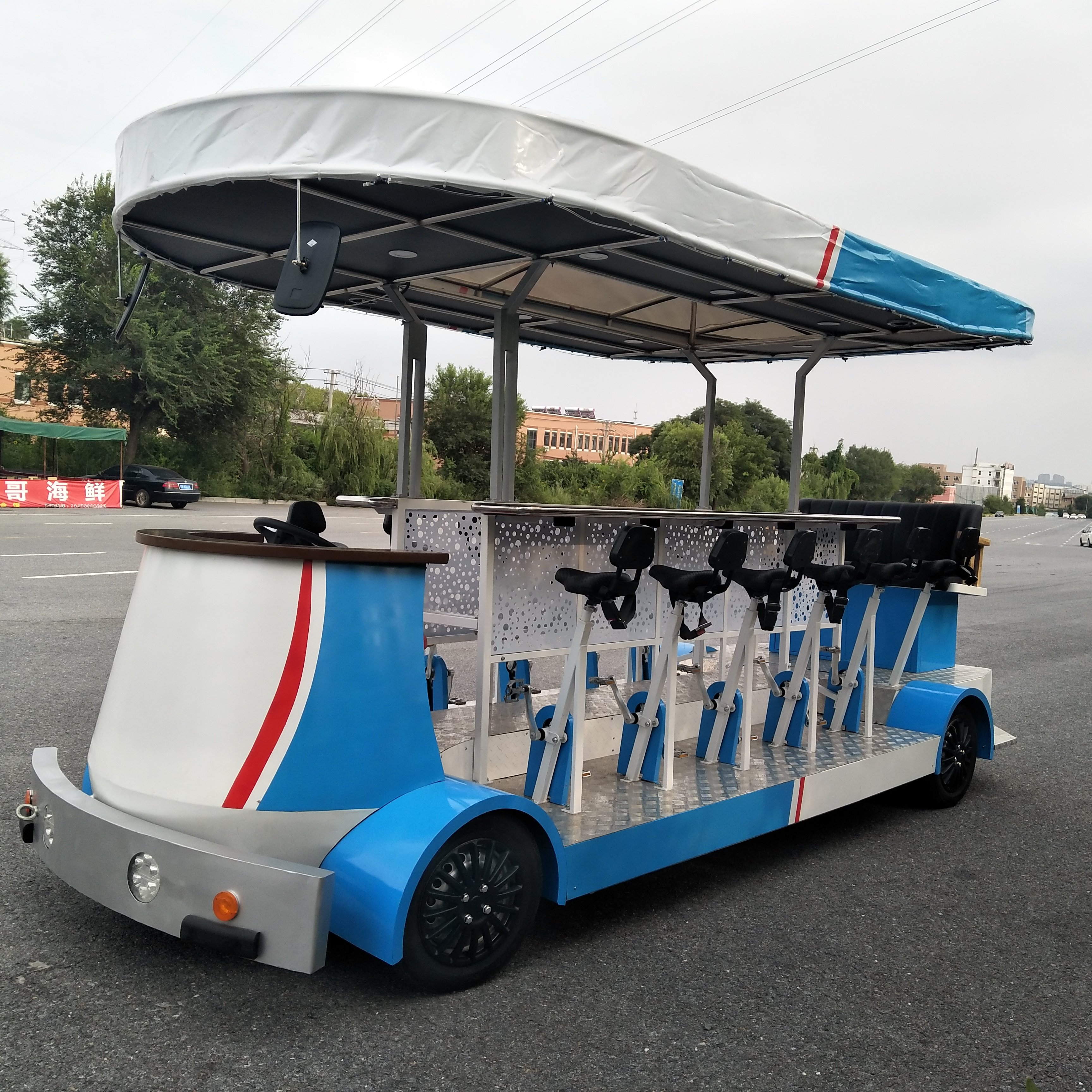 CE & DOT Approved Customizable Electric Beer Bike Fashionable Mobile Street Kitchen for Tourist Party Sightseeing Bus & Car