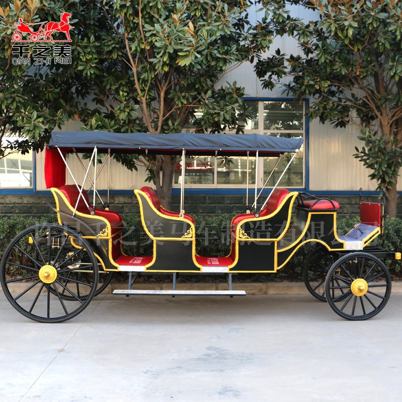 Qianzhimei Luxury Electric 4-Wheel Horse-Style Carriage Wedding Scenic Sightseeing Vehicle Canopy Special Transportation
