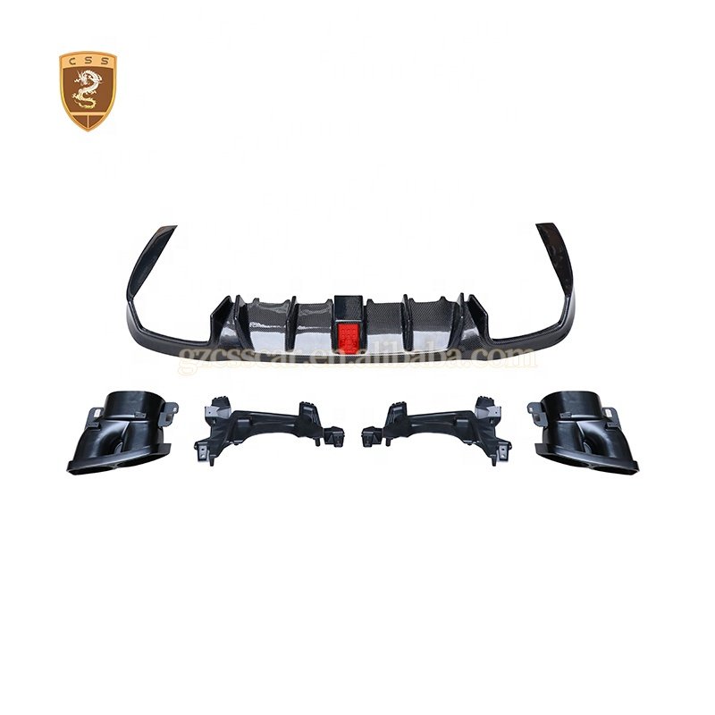 For Mercedes Bens E63 W213 Bra-B Style Body Kit Carbon Glossy Rear Diffuser Ducktail Spoiler Exhaust Cover