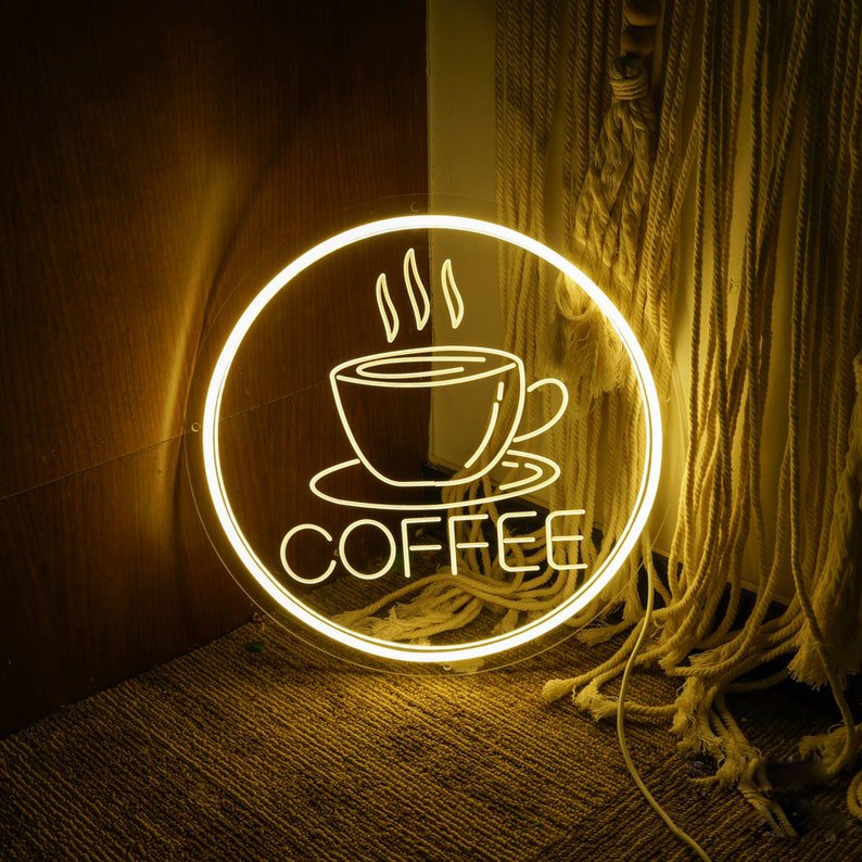 China Supplier DIY Outdoor LED Burger Open Coffee Shop Board Wall Hanging Flex Neon Lights Sign for Advertising