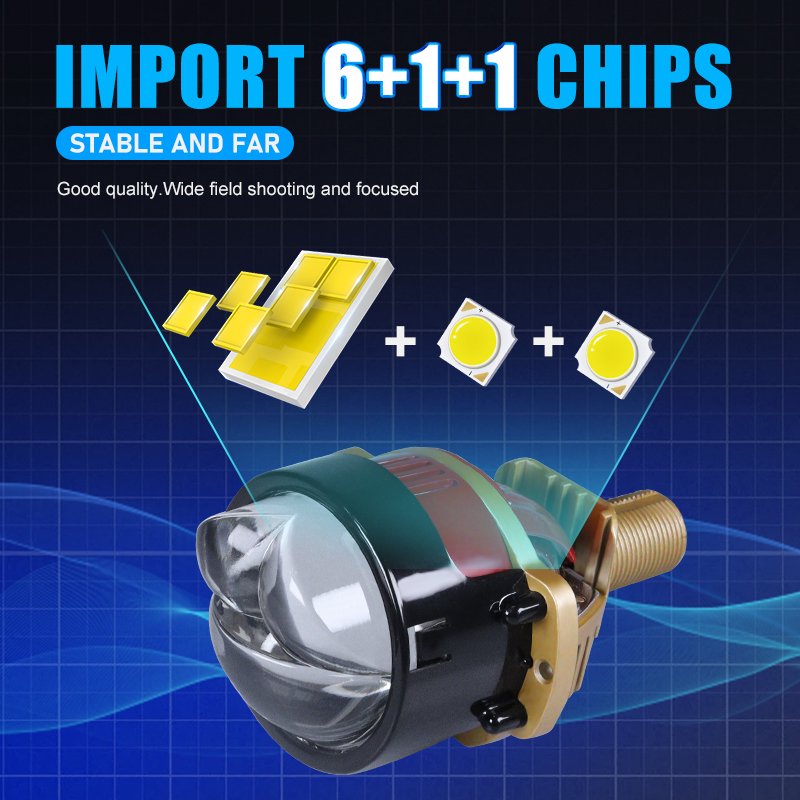 Bi LED 1.8 INCH 130W RHD/LHD 12V 10000LM 6000K IP68 Car Mini Led Headlight Fog Light Bi Led Projector Lens With Dual Laser