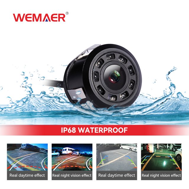 Wemaer OEM Universal CVBS Camera Car Rearview LED Light Metal Backup Reverse Car Camera With Parking Sensor for Isuzu Dmax