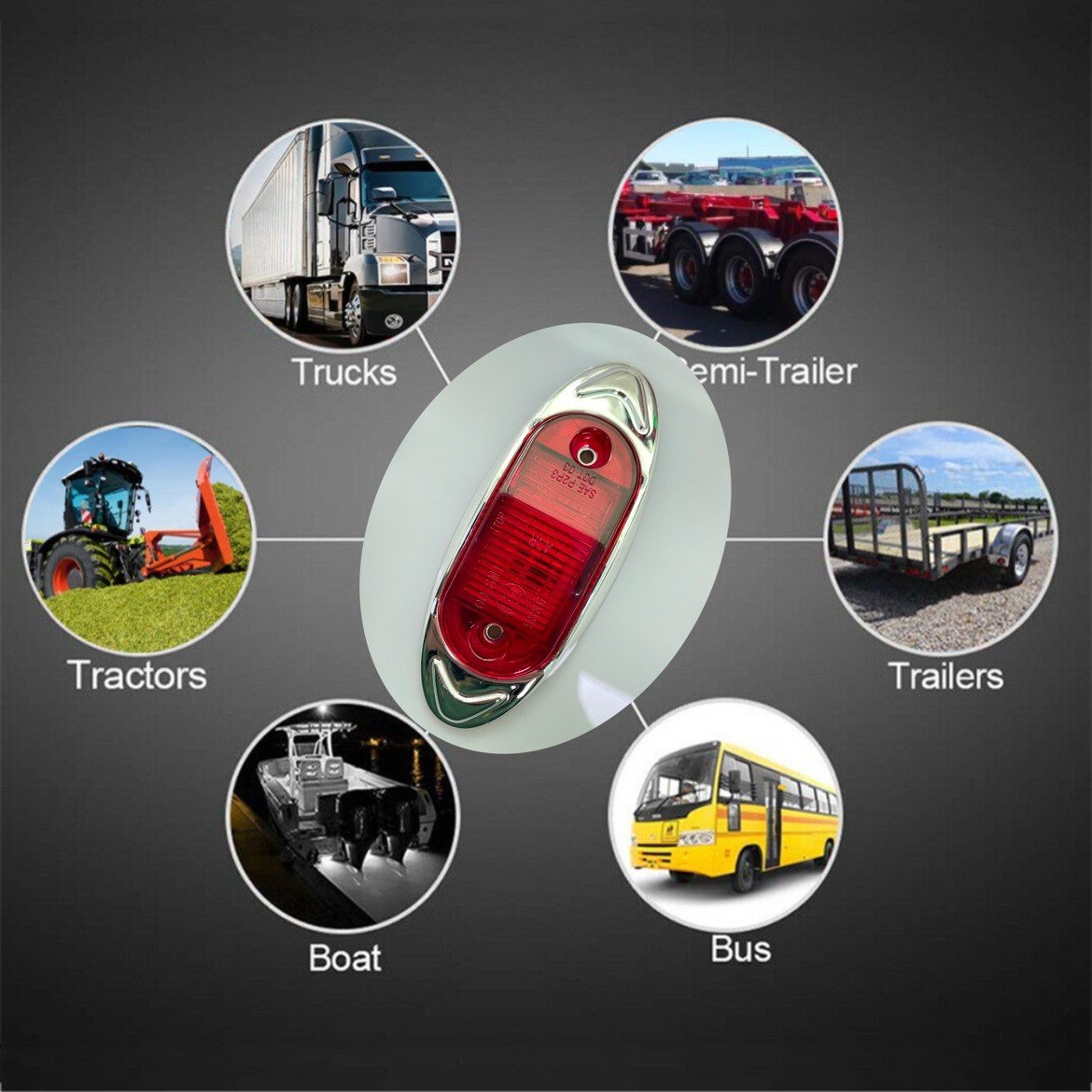 Chrome Truck Side Marker Light 12-24V LED Side Clearance Signal Lights Marker Lamp With Chrome Bracket Rate IP67