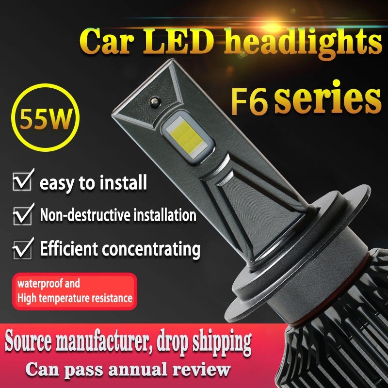 F6 Series Imported 55mil Chip H1/H4/H7/9005/9006 55W 6000k Car LED Headlight
