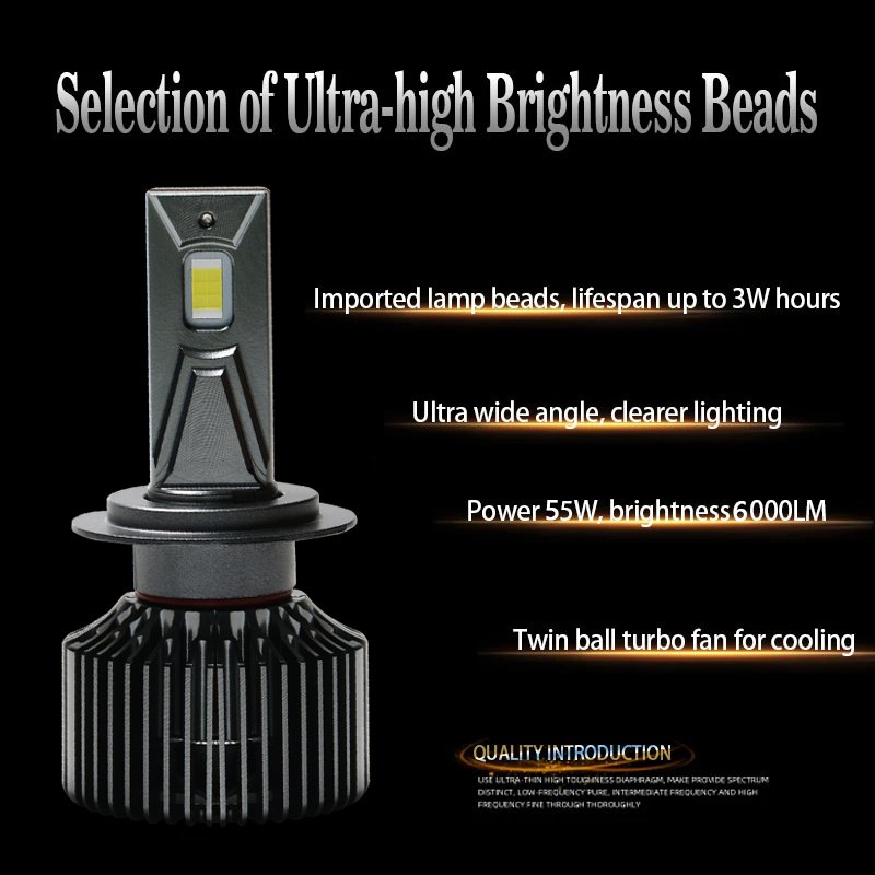 F6 Series Imported 55mil Chip H1/H4/H7/9005/9006 55W 6000k Car LED Headlight