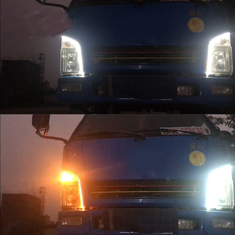 Factory 24V Flexible LED DRL for Truck Bus 30CM 45CM 60CM White LED Daytime Running Light Dynamic Turn Signal
