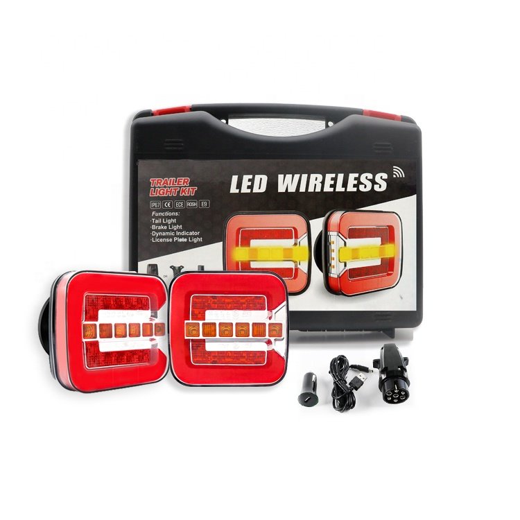 10-30v Wireless Trailer Lights for Stop Turn License Plate Light Magnetic Led Tail Light Kits With Remote Controller