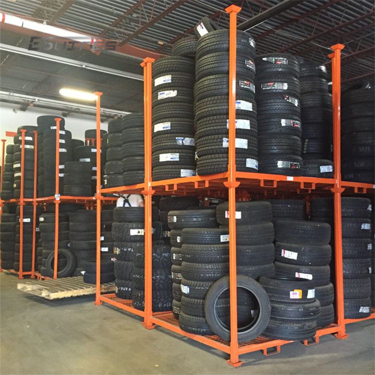 Good Quality Warehouse Powder Coated Metal Steel Heavy Duty Stacking Tire Rack for Storage