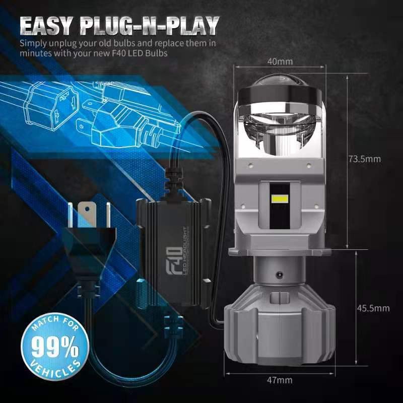 F40 LED Light Bulbs H4 Headlight High Low Beam 90w 20000lm H4 LED Projector Lens Car Bulbs H7 H11LED High Brightness