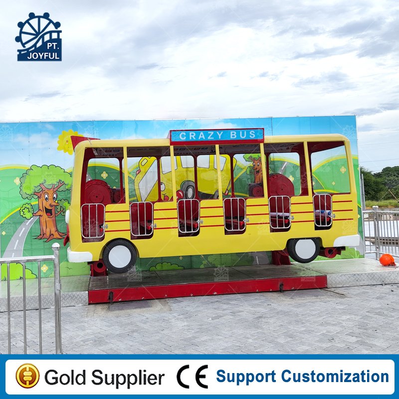 24 Seat Crazy Bus Rides for Kids Miami Amusement Park Attractions Outdoor 3.5m Height Fun-Commercial Crazy Bus Ride for Sale