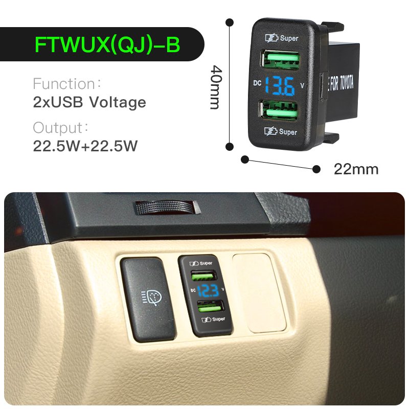 12V Toyota Camry Cross Bus Fast Charging 45W 12V Usb Socket Usb Type C Cell Phone Car Charger