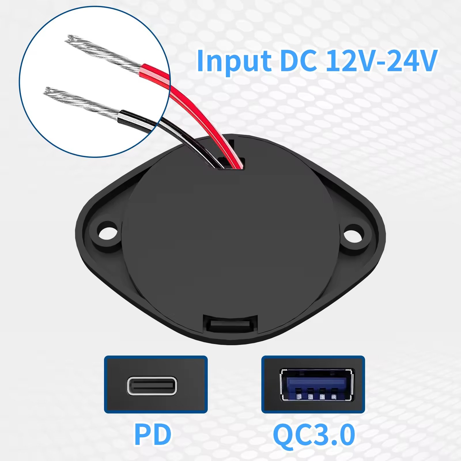 Factory Price 54W QC3.0+PD USB Wall Outlet Car Charger with Cap Mount for Cars Bus Boat RV ATV Truck Golf Cart