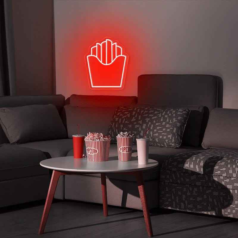 Fries Neon Sign Fries LED Light French Fries LED Neon Art Wall Kitchen Wall Decor Fast Food Restaurant Signs Business LED Light