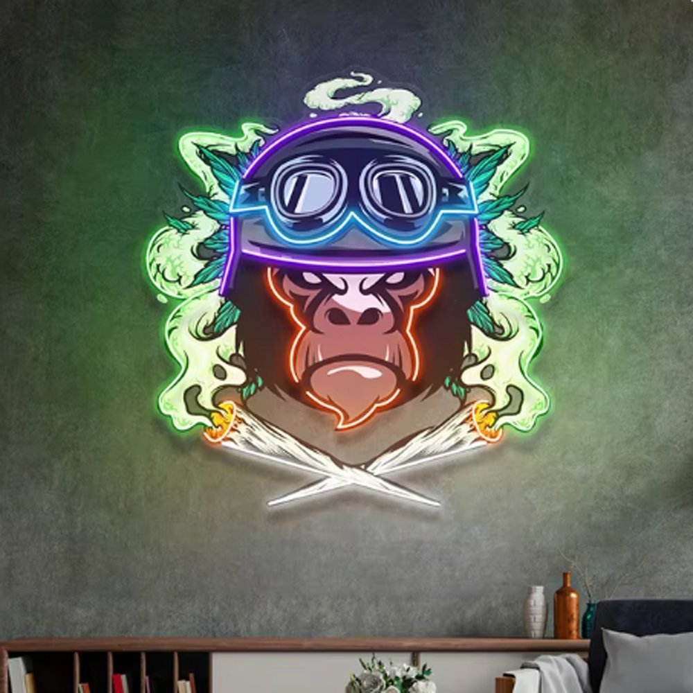 Stylish Wholesale Price Led Neon Sign UV Print Monkey Neon Light up Sign Idea Wall Lighting Decoration Neon Light for Wall Decor