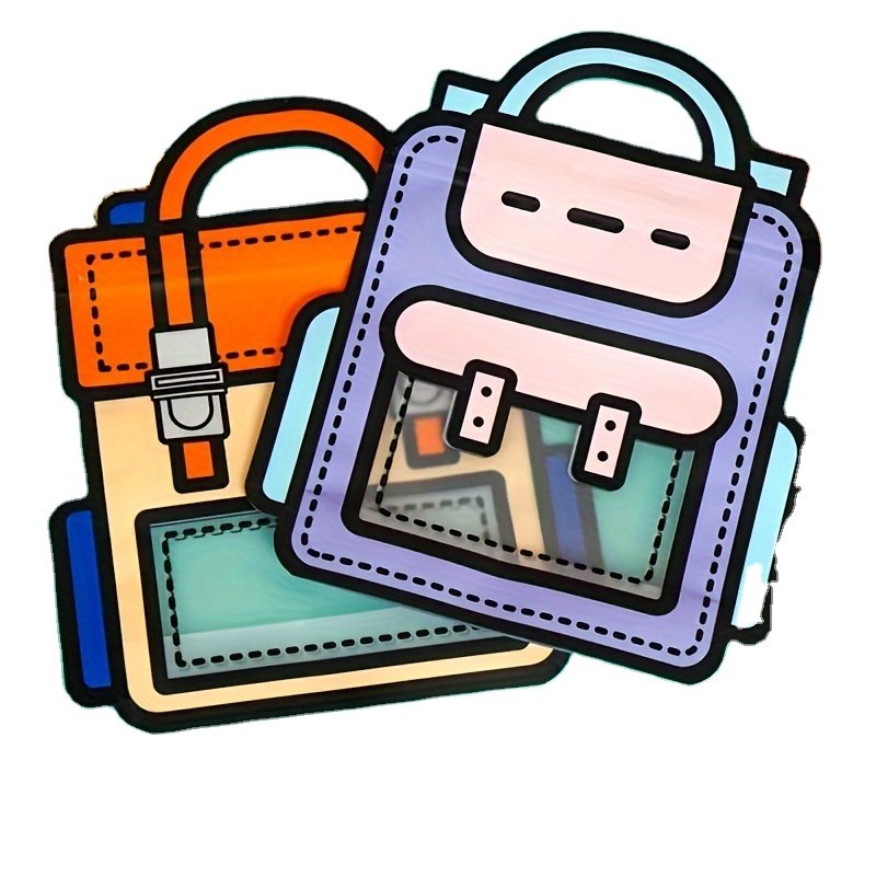 Holiday Party Favor Cartoon Printing Packaging Food Gift Portable Goodies Backpack Shaped Candy Snack Bag With Clear Window