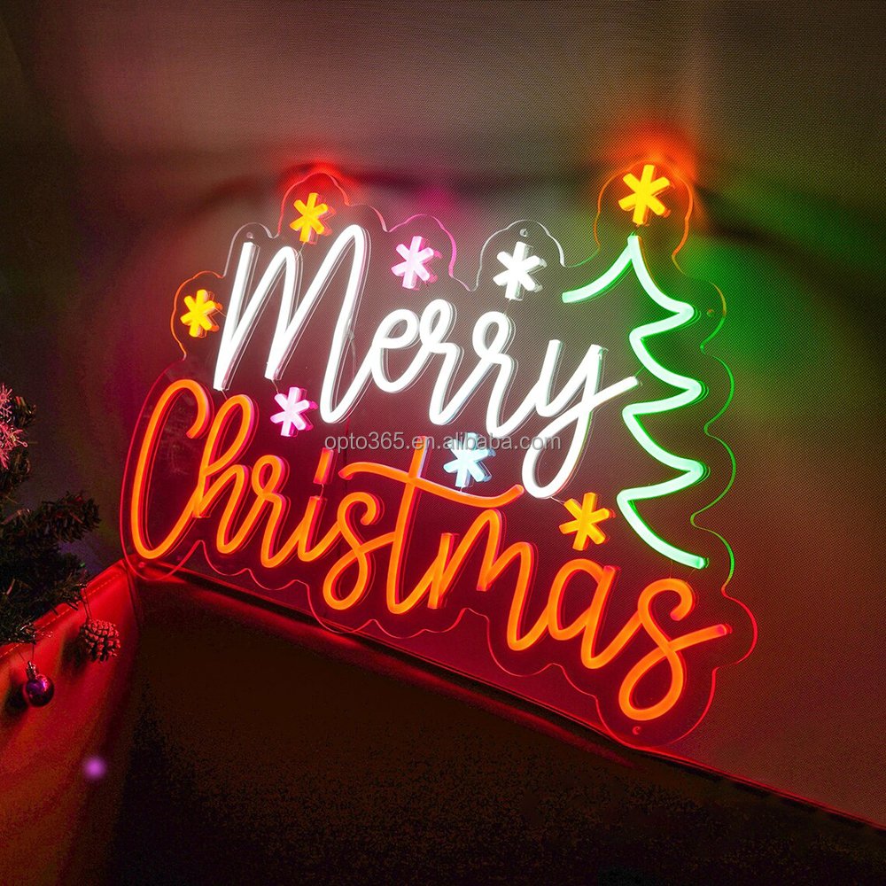 DIY Personalized Dimmable Style and Size LED Merry Christmas Man Cave Shop Accessories 3D Room Signage Neon Sign for Wall Decor