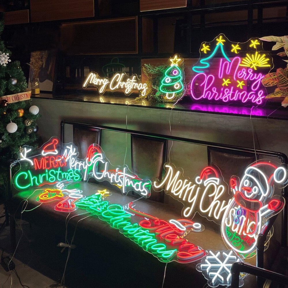 DIY Personalized Dimmable Style and Size LED Merry Christmas Man Cave Shop Accessories 3D Room Signage Neon Sign for Wall Decor