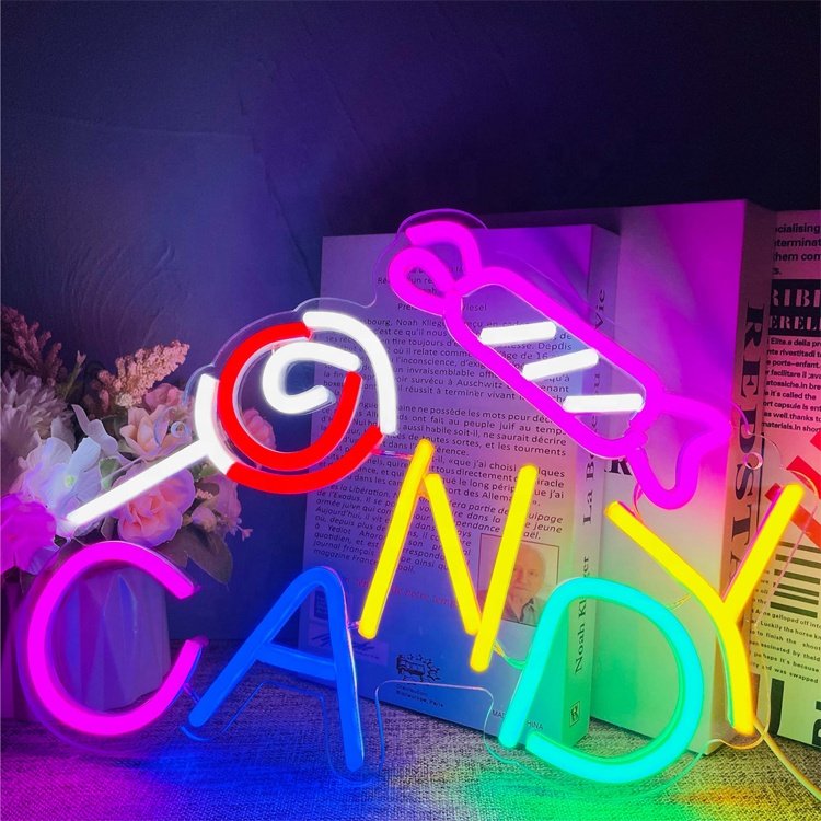 Store Advertising Business logo Neon Sign Candy Shop Led Light up Sign Decorative Lighting for Wall Decoration