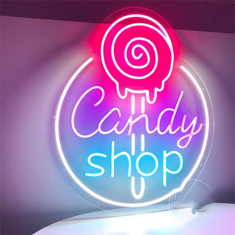 Store Advertising Business logo Neon Sign Candy Shop Led Light up Sign Decorative Lighting for Wall Decoration
