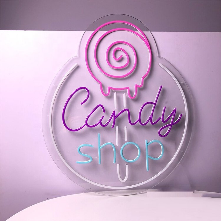 Store Advertising Business logo Neon Sign Candy Shop Led Light up Sign Decorative Lighting for Wall Decoration