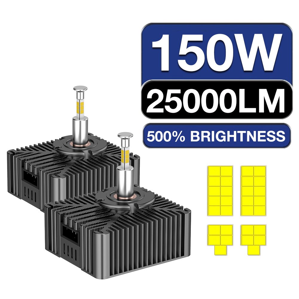 Bright 360 D Series LED Headlight Bulbs 150W 25000 Lumen Super Bright D1S D2S D3S D4S D5S D8S Lamp Conversion Kit 6000K White