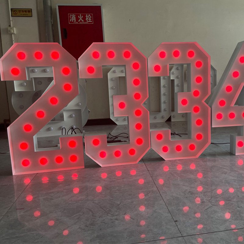 Hongsen Custom Wedding Decor RGB Big Led Giant Numbers 3ft 4ft 5ft Metal Marquee Letters for Party