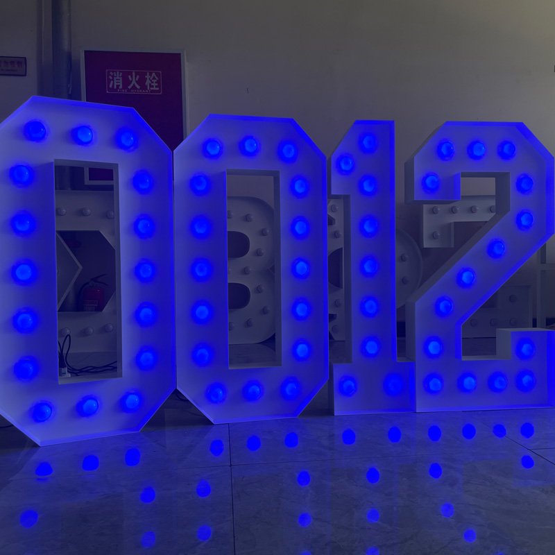 Hongsen Custom Wedding Decor RGB Big Led Giant Numbers 3ft 4ft 5ft Metal Marquee Letters for Party