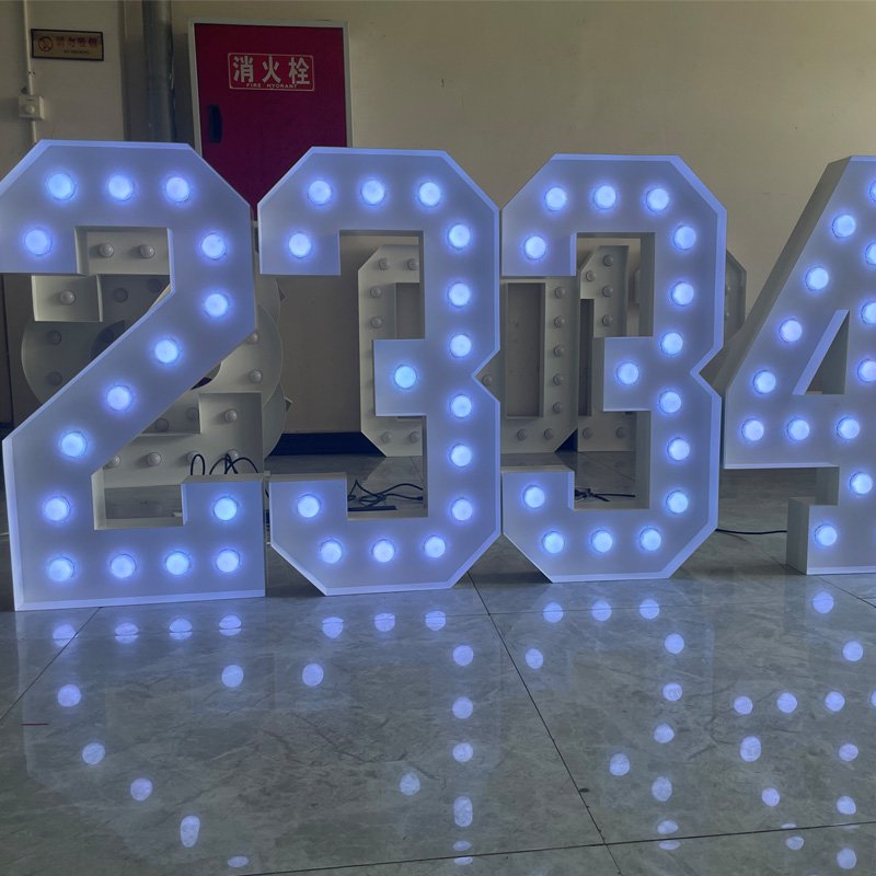 Hongsen Custom Wedding Decor RGB Big Led Giant Numbers 3ft 4ft 5ft Metal Marquee Letters for Party